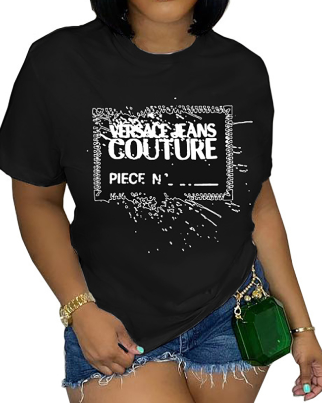 New Summer Letter Printed Loose Short Sleeved T-Shirt Top XS-XL