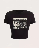 Hot Sell New Street Printed Short T-Shirt Top XS-XL