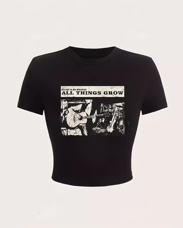 Hot Sell New Street Printed Short T-Shirt Top XS-XL