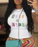 New Summer Printed Letter Loose Short Sleeved T-Shirt Top XS-XL