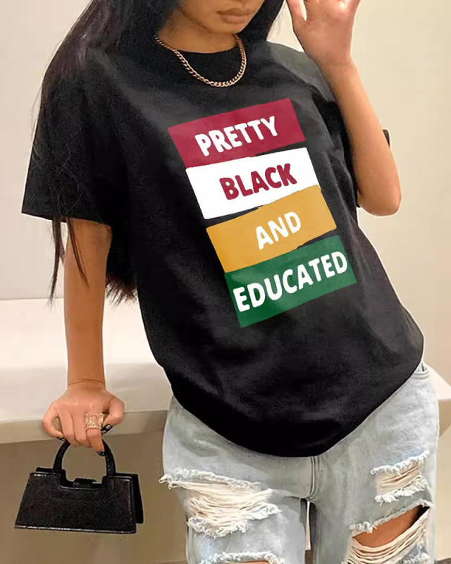 Printed Women Short Sleeved T-Shirt Top XS-XL