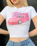 Woman New Street Printed Short T-Shirt Top XS-XL