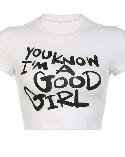 New Street Letter Printed Short T-Shirt Top XS-XL