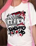 White Women Short Sleeved T-Shirt Top XS-XL