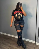 Hot Sale Summer Printed Letter Versatile Loose Short Sleeved T-Shirt Top XS-XL