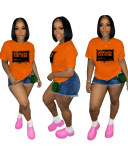 New Summer Letter Printed Loose Short Sleeved T-Shirt Top XS-XL