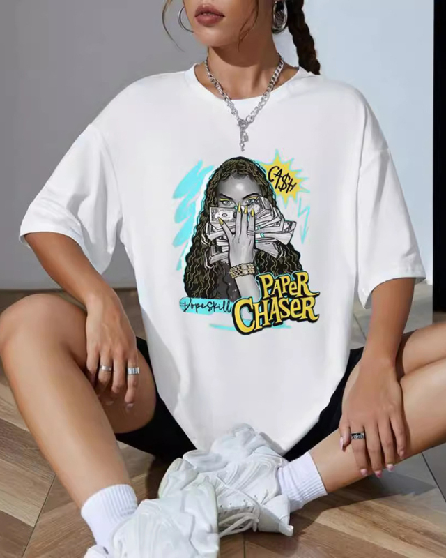 Wholesale White Loose Short Sleeved T-Shirt Top