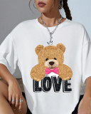 Love Printed Printed Letters Versatile Loose Short Sleeved T-Shirt XS-XL