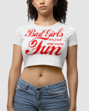 Letter Printed Short Printed T-Shirt Top XS-XL