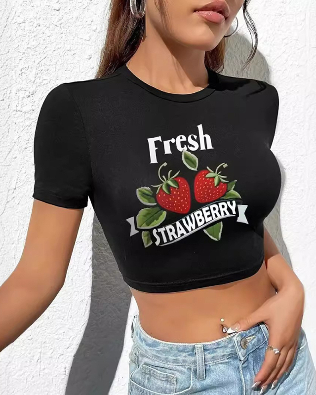 Black Women Short T-Shirt Top XS-XL