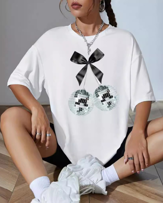 Wholesale Printed Women Short Sleeved T-Shirt Top XS-XL