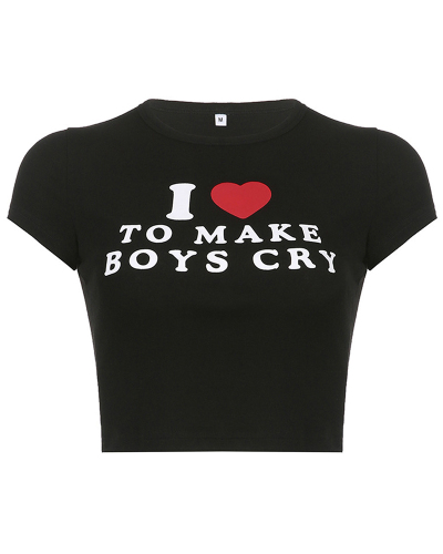 China Supplier New Street Printed Short T-Shirt Top XS-XL