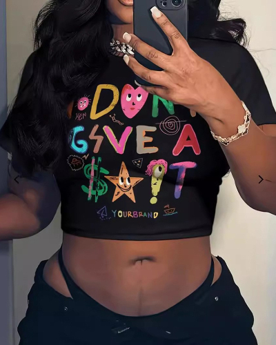 Hot Selling New Street Printed Short T-Shirt Top XS-XL