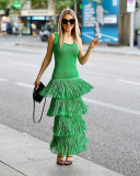 Knitted Women Sleeveless Wholesale Fringe Dress S-L