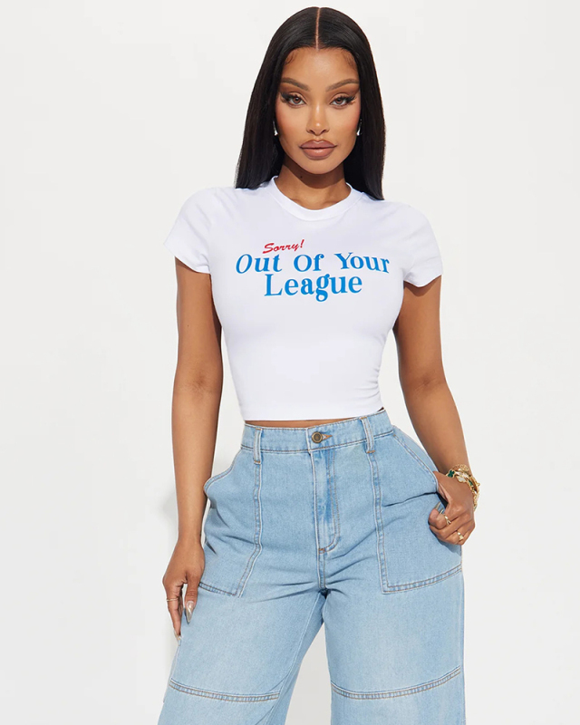 White Y2K Style Printed Short T-Shirt Top XS-XL