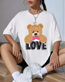 Love Printed Printed Letters Versatile Loose Short Sleeved T-Shirt XS-XL