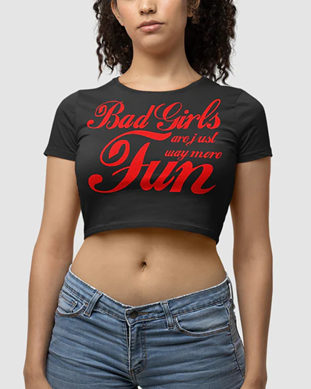 Letter Printed Short Printed T-Shirt Top XS-XL