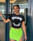 Fashion Black New Street Style Letter Printed Short T-Shirt Top XS-XL