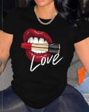 Woman New Summer Printed Letter Versatile Loose Short Sleeved T-Shirt Top XS-XL