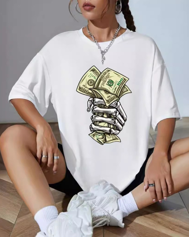White New Arrival Women Loose Short Sleeved T-Shirt Top XS-XL
