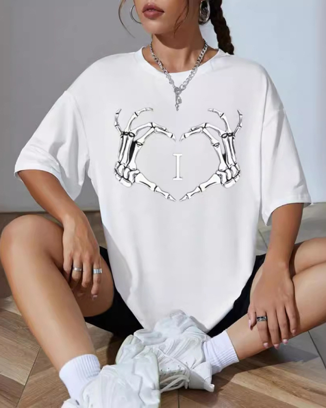 Wholesale White Women Short Sleeved T-Shirt Top XS-XL
