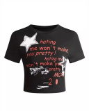 Women Star New Street Printed Short T-Shirt Top XS-XL
