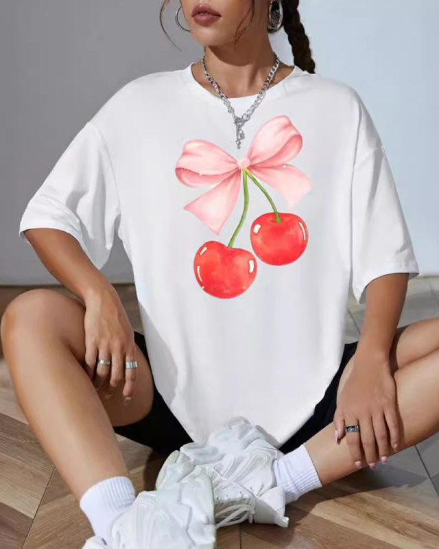 Letter Printed Wholesale Short Sleeved T-Shirt Top XS-XL