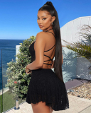 Sexy Women's New Lace Up Hanging Neck Princess Dress S-L