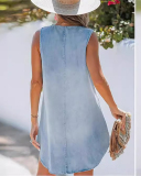 Sleeveless Casual French V-Neck Dress For Women S-XL