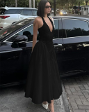 Deep V-neck Women Wholesale Hanging Neck Long Dress S-L