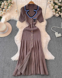 POLO Neck Women Knitted Wholesale Long Dress S-XL