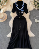 POLO Neck Women Knitted Wholesale Long Dress S-XL