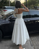 Deep V-neck Women Wholesale Hanging Neck Long Dress S-L