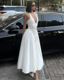Deep V-neck Women Wholesale Hanging Neck Long Dress S-L
