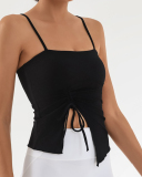 Wholesale Price Autumn New Sling Sleeveless Running Drawstring Sports Fitness Vest S-L