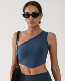 Women Slash Neck Backless Fashion Active Wear Vest S-L