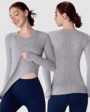 Autumn Seamless Fitness Slim Long Sleeve O Neck Breathable Running Sports Pants 4-10