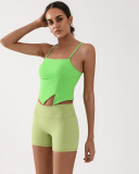 Woman Sports Fitness Sling Irregular Ruched Dance Training Vest S-L