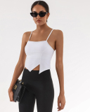 Woman Sports Fitness Sling Irregular Ruched Dance Training Vest S-L