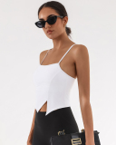Woman Sports Fitness Sling Irregular Ruched Dance Training Vest S-L
