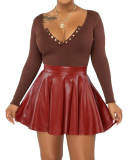 Women PU Fashion Hot Mini Skirt S-3XL