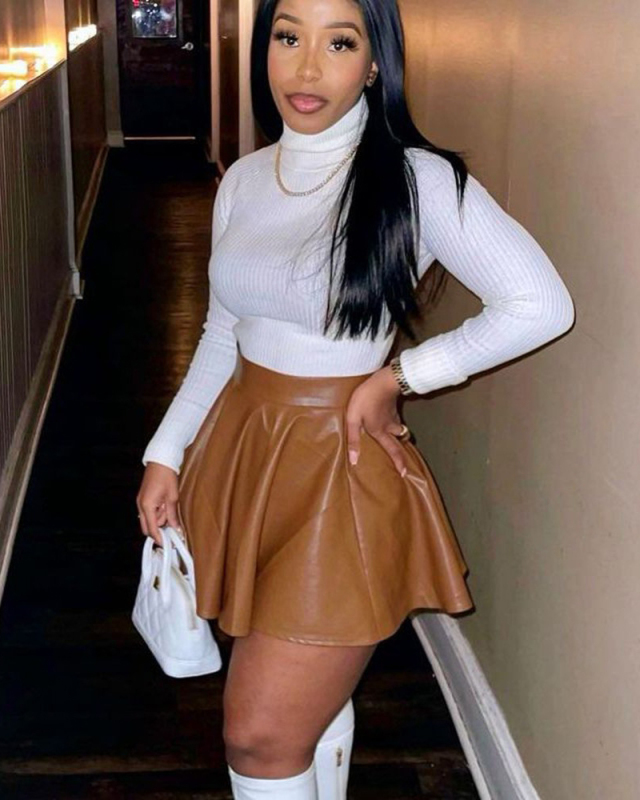 Women PU Fashion Hot Mini Skirt S-3XL