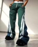 Fashion Trend Contrasting Color Stripes Loose And Wide Leg S-L