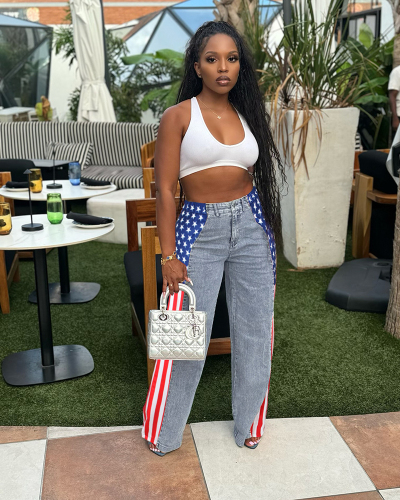 USA Flag Wholsale Fashion Women Jean Trousers S-XXL