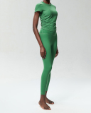 Women Short Sleeve Fitness Quick Drying Ruched Outdoor Running Slim Pants Yoga Sets S-XL