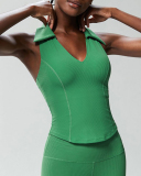 Women V Neck Fitness Sports Quick Drying Running Yoga Tennis Vest S-XL
