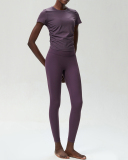 Women Short Sleeve Fitness Quick Drying Ruched Outdoor Running Slim Pants Yoga Sets S-XL