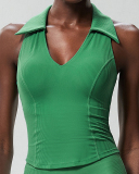 Women V Neck Fitness Sports Quick Drying Running Yoga Tennis Vest S-XL