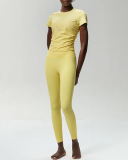 Women Short Sleeve Fitness Quick Drying Ruched Outdoor Running Slim Pants Yoga Sets S-XL
