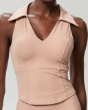 Women V Neck Fitness Sports Quick Drying Running Yoga Tennis Vest S-XL